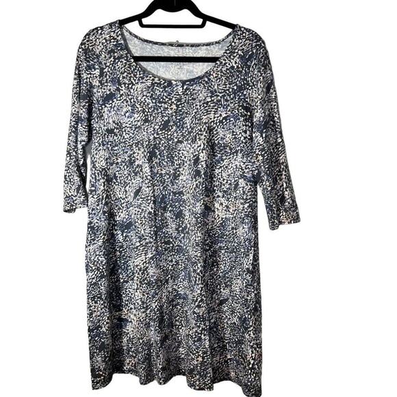 PureJill Women's Knit Casual A-Line Dress Taupe & Cream Petite Size M - Picture 1 of 10